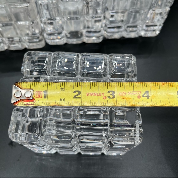 Vntge Crystal block candleholders set of 2 lg brick votive tea light holders - Picture 10 of 16